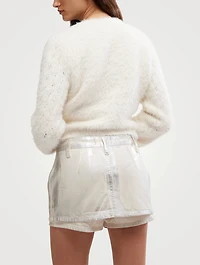 Gallivanting Metallic Denim Skort