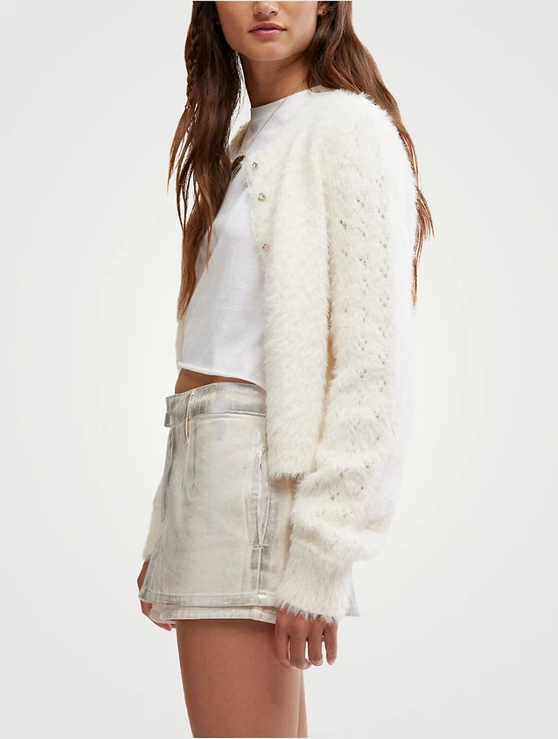 Gallivanting Metallic Denim Skort