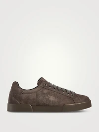 Suede Perforated Logo Sneakers