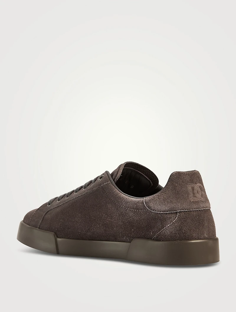 Suede Perforated Logo Sneakers