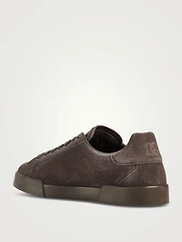 Suede Perforated Logo Sneakers