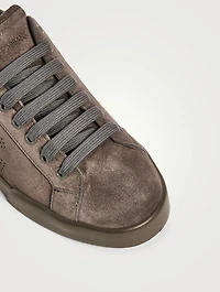 Suede Perforated Logo Sneakers