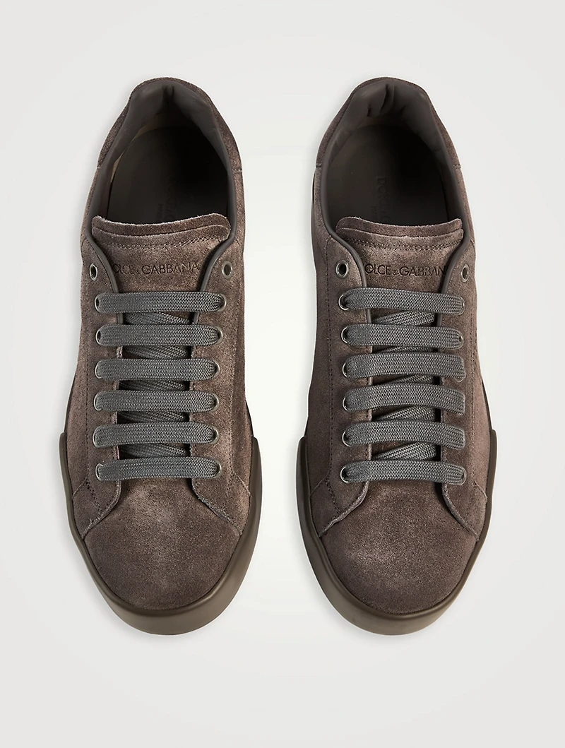 Suede Perforated Logo Sneakers