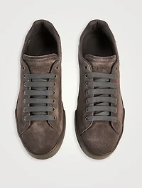 Suede Perforated Logo Sneakers