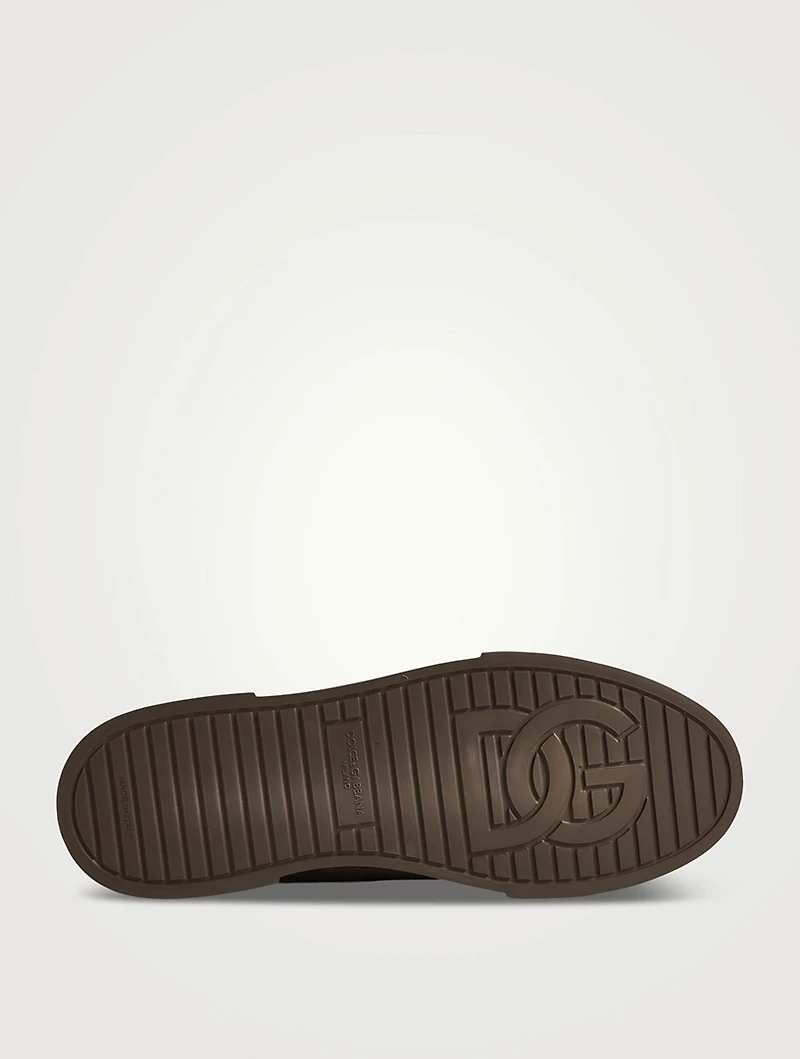 Suede Perforated Logo Sneakers