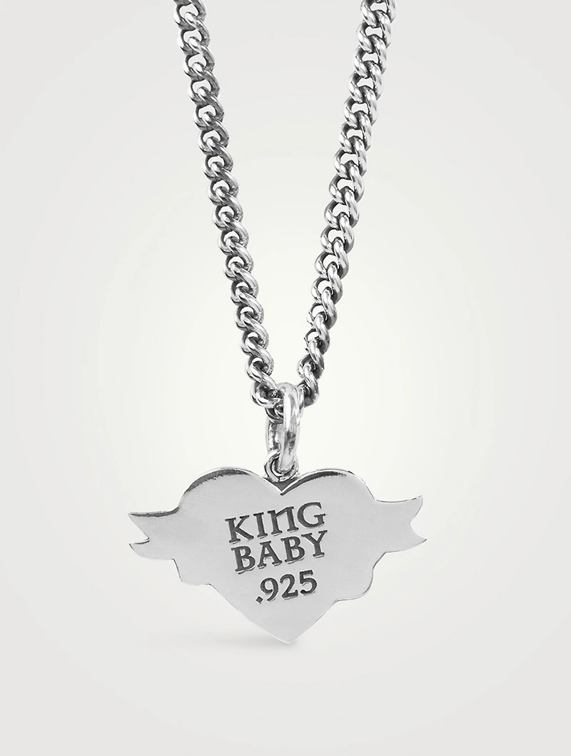 Silver Tattoo F You Heart Pendant Necklace