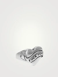 Silver Tattoo F You Heart Ring