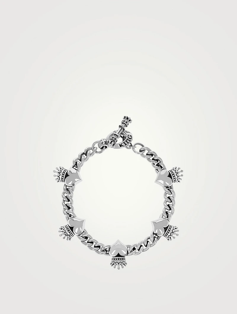 Small Silver Crowned Heart Bracelet