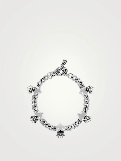 Small Silver Crowned Heart Bracelet
