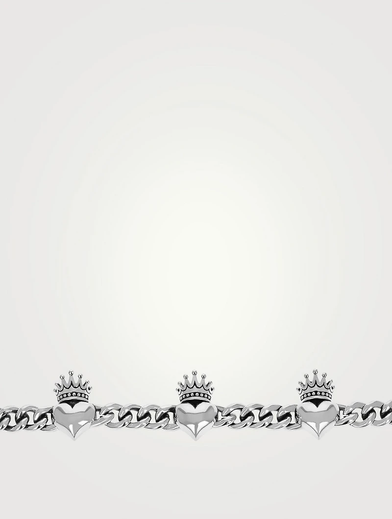 Small Silver Crowned Heart Bracelet