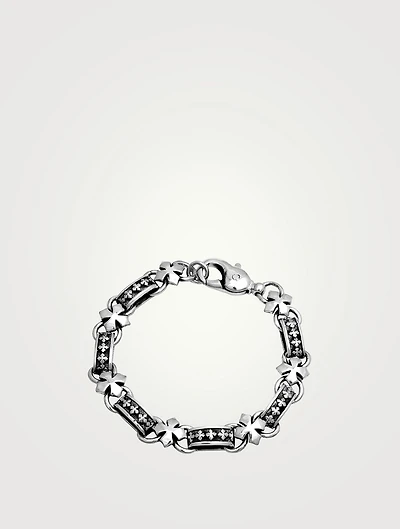 Silver MB Cross Light Link Bracelet