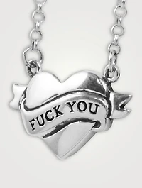 Silver Tattoo F You Chosen Heart Necklace