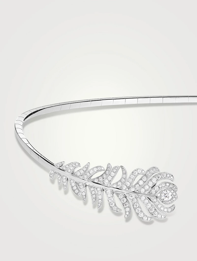 Plume De Paon White Gold Necklace With Diamonds