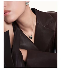 Fuzzy The Leopard Cat White Gold Pendant Necklace With Diamonds