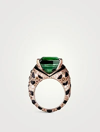 Fuzzy The Leopard Rose Gold Tourmaline Ring With Gemstones