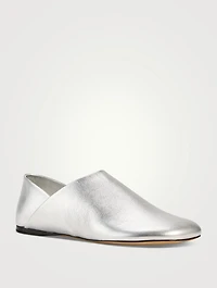 Toy Metallic Leather Slippers