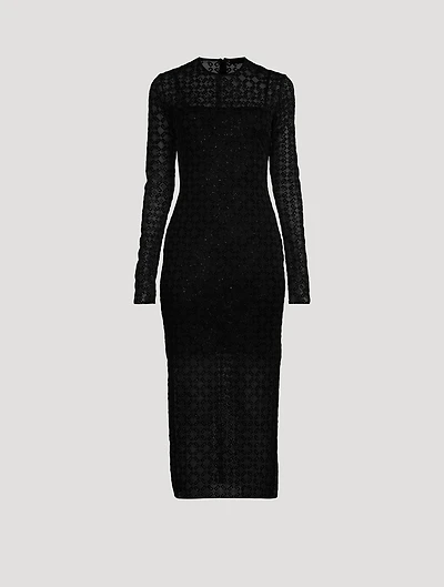 Shiny Monogram 72 Tulle Midi Dress