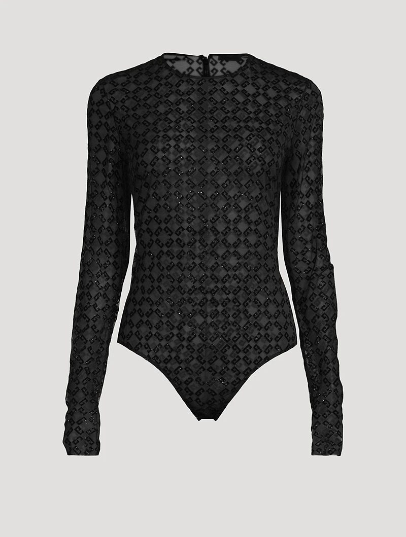 Tulle Jacquard Monogram Bodysuit