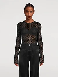 Tulle Jacquard Monogram Bodysuit