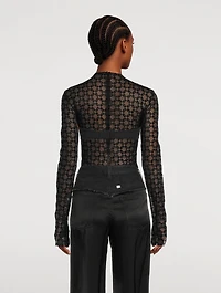 Tulle Jacquard Monogram Bodysuit