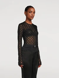 Tulle Jacquard Monogram Bodysuit