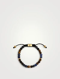 Beaded Bracelet With Dumortierite, Brown Tiger Eye, And Gold