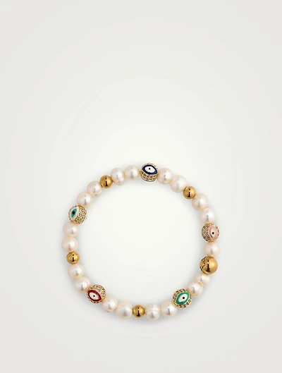 Pearl Evil Eye Bracelet