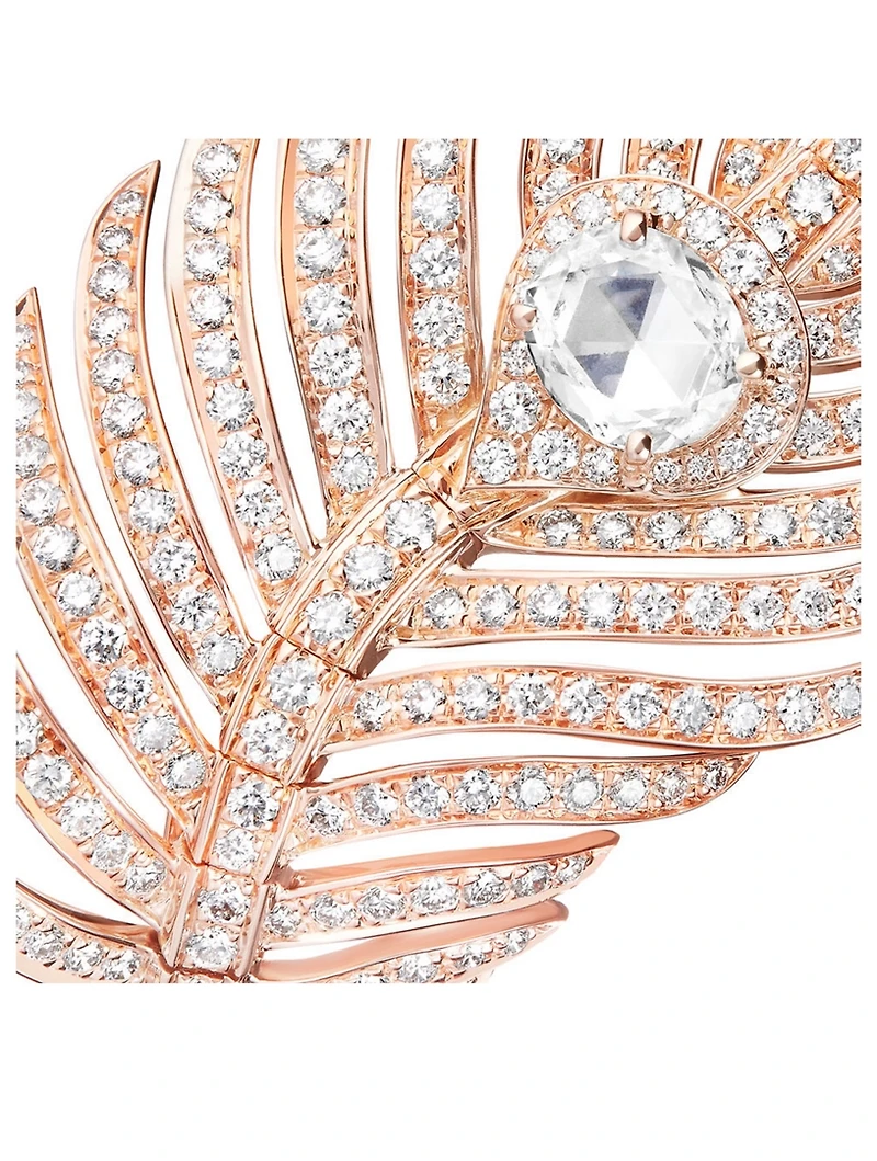 Plume De Paon Rose Gold Ring With Diamonds