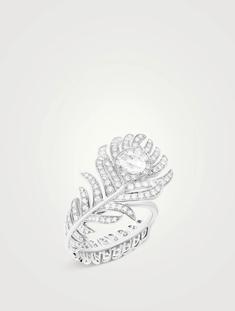 Plume De Paon White Gold Ring With Diamonds
