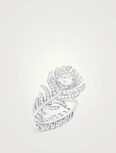Plume De Paon White Gold Ring With Diamonds