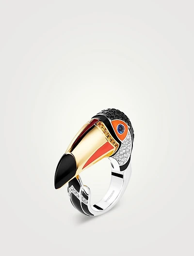 The Toucan Gold Ring With Gemstones And Diamonds