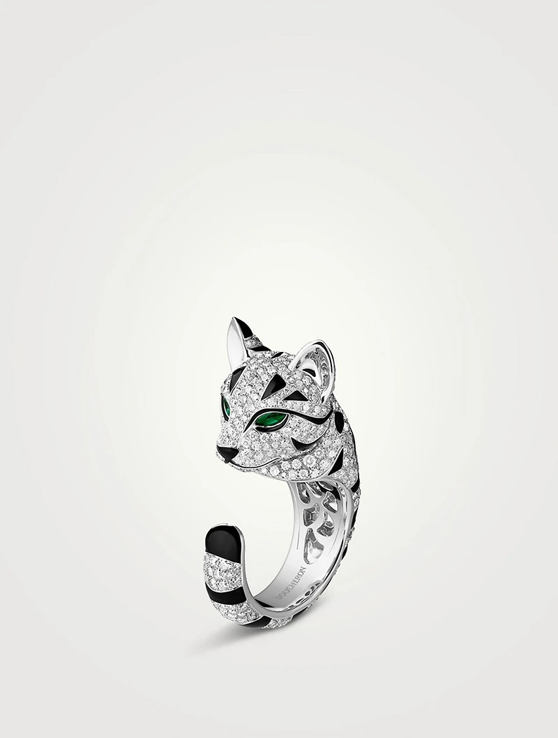 Fuzzy The Leopard White Gold Ring With Diamonds