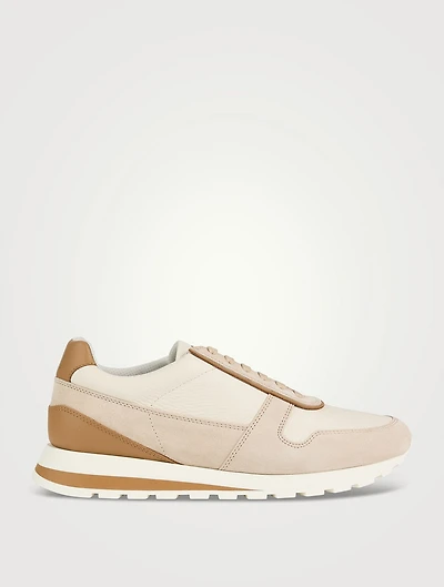 Washed Suede And Leather Sneakers