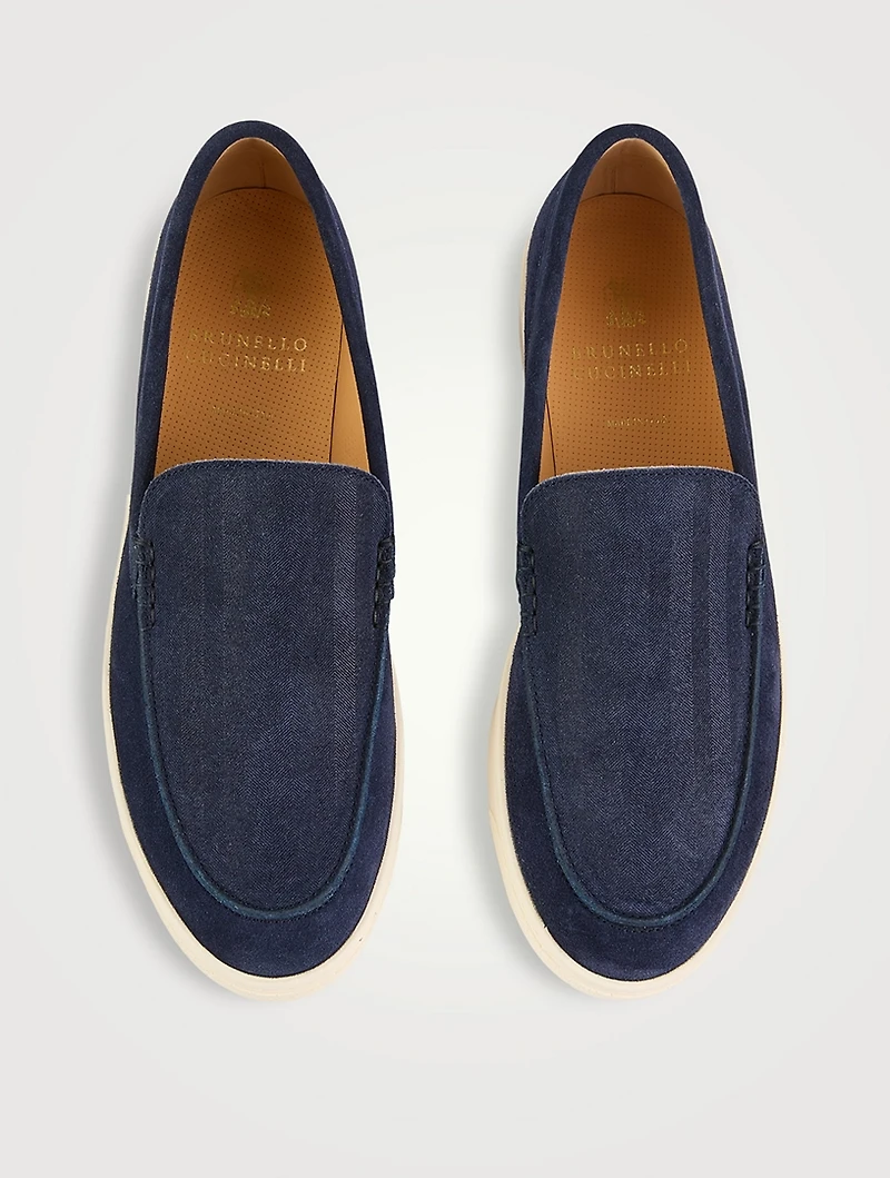 Chevron Suede Loafers