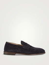 Braided Suede Penny Loafers