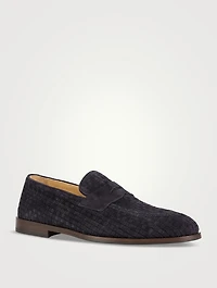 Braided Suede Penny Loafers