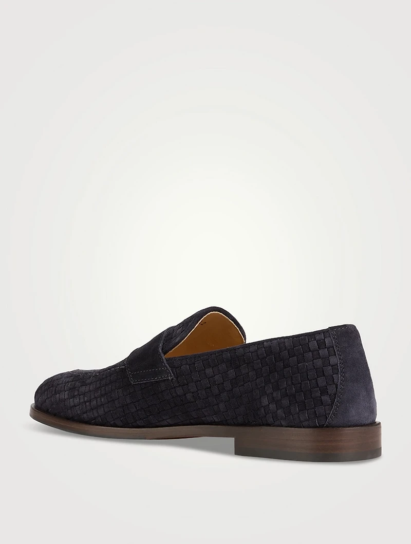 Braided Suede Penny Loafers
