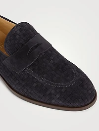 Braided Suede Penny Loafers