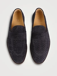 Braided Suede Penny Loafers
