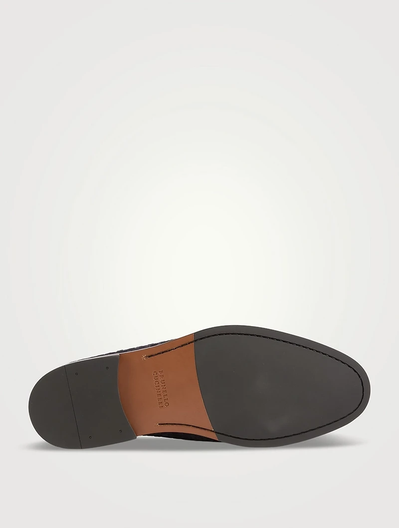 Braided Suede Penny Loafers