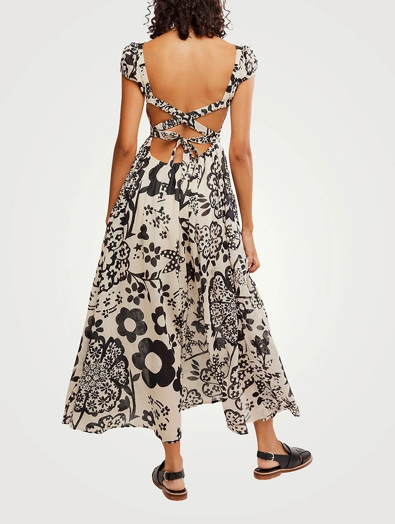 Ultraviolet Cross-Back Dress Floral Print