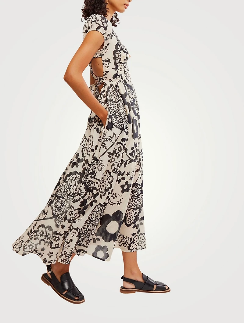 Ultraviolet Cross-Back Dress Floral Print