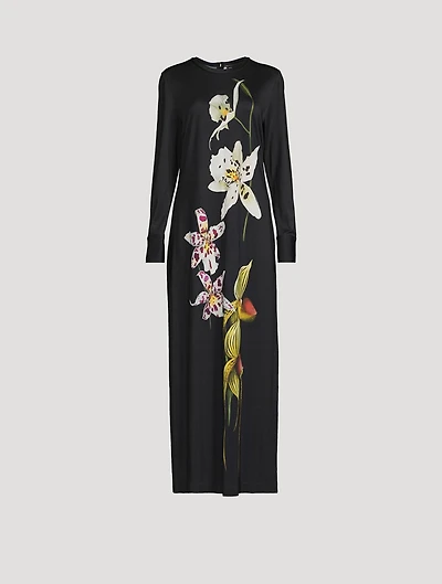 Jersey Maxi Dress Orchid Print