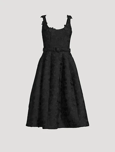 Orchid-Embroidered Guipure Midi Dress