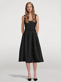 Orchid-Embroidered Guipure Midi Dress
