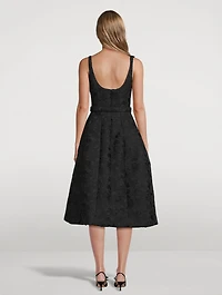 Orchid-Embroidered Guipure Midi Dress