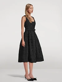 Orchid-Embroidered Guipure Midi Dress