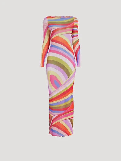 Tulle Maxi Dress Iride Print