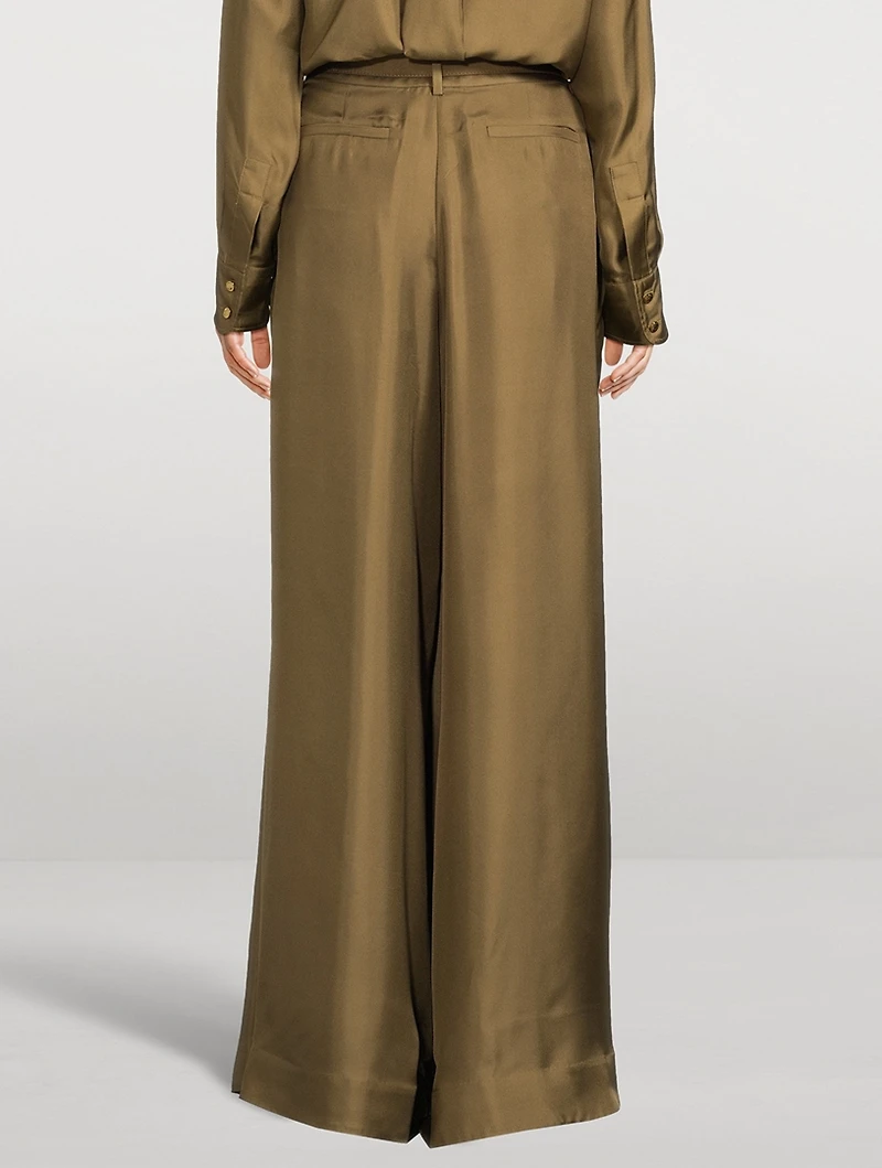 Crush Silk Wide-Leg Trousers