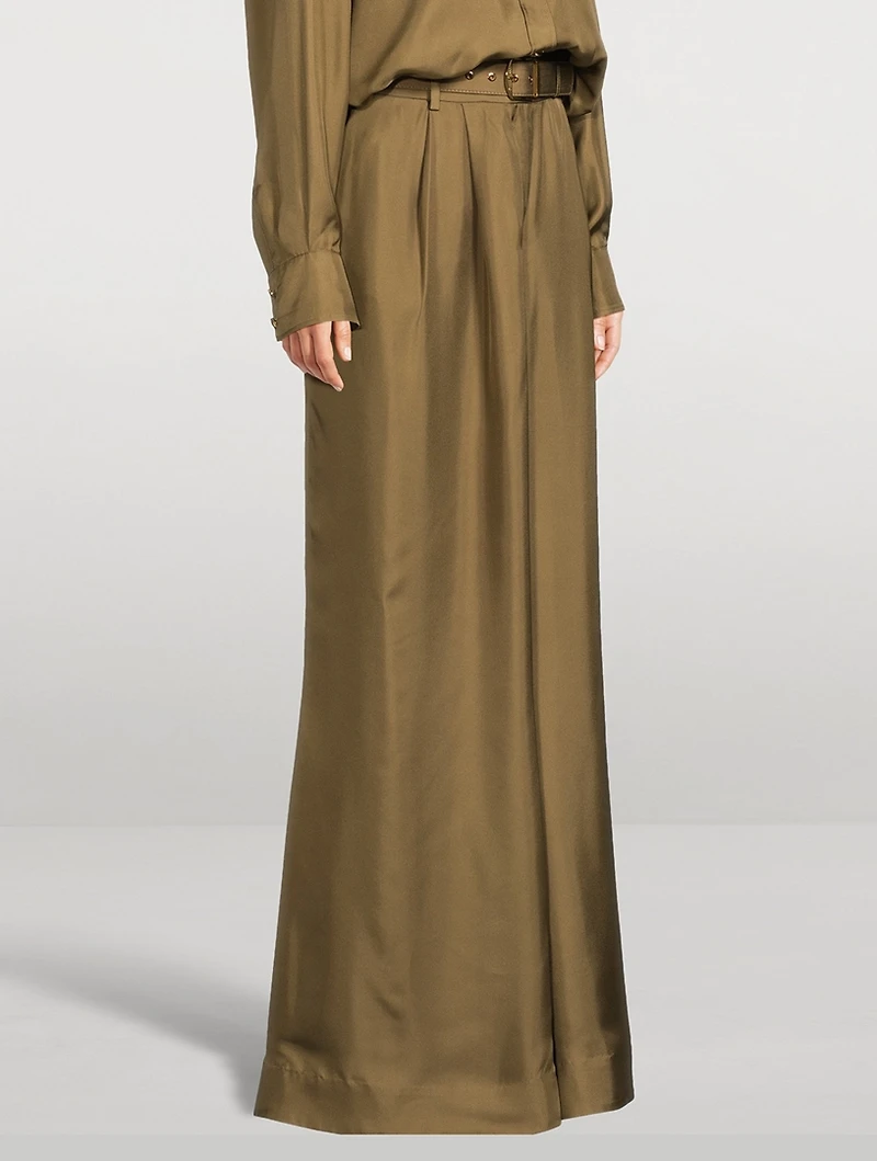 Crush Silk Wide-Leg Trousers
